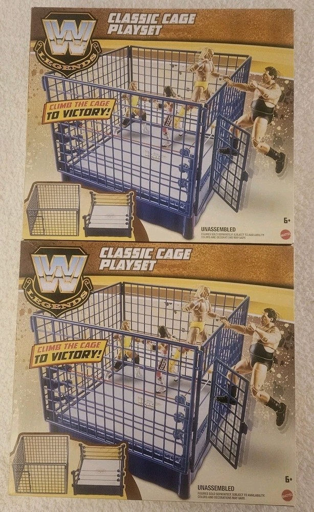 LOT 2 WWE Legends CLASSIC CAGE PLAYSET Mattel Elite Blue 2023 RARE Soldout!