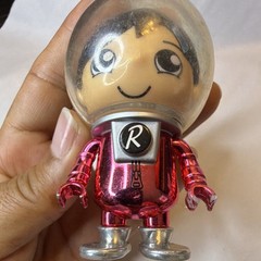 Pink Astronaut Plastic Figure w/ Clear Helmet & Jetpack, Silver/Beige/Black
