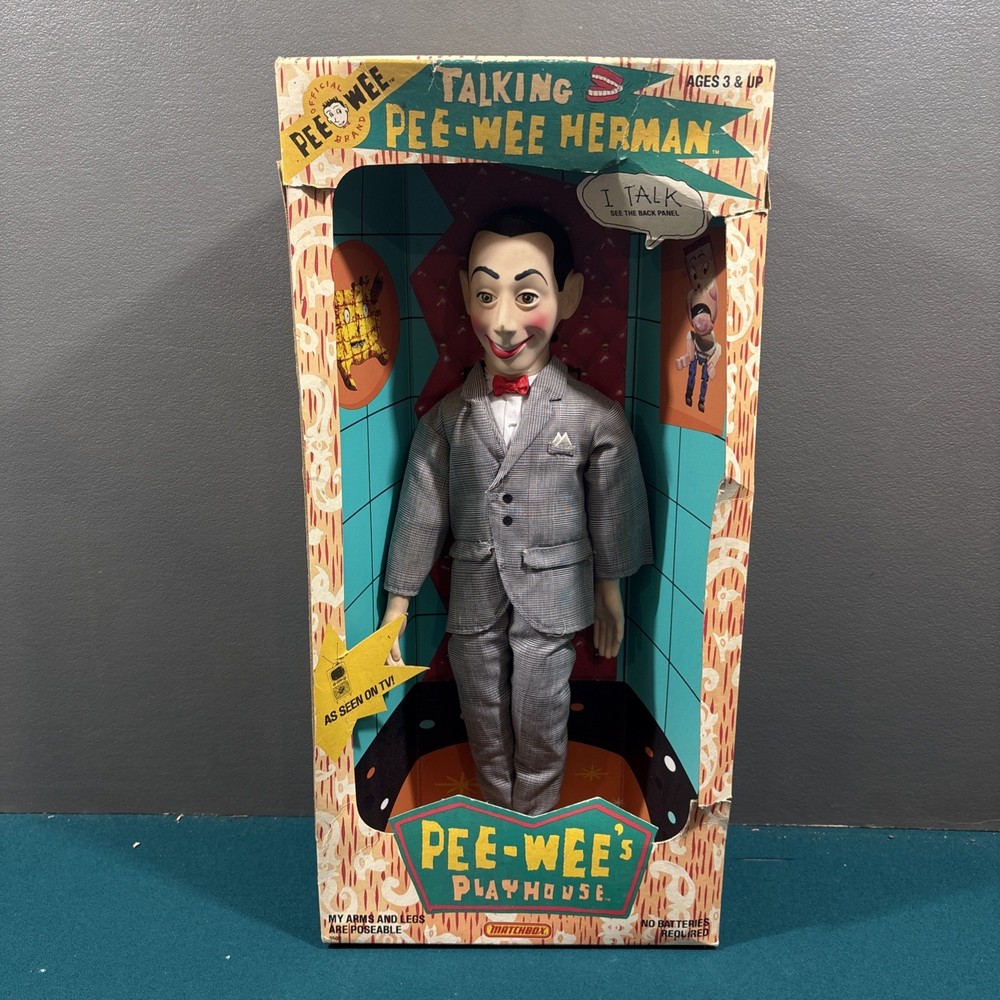 Vintage 1980s Matchbox Talking Pee-Wee Herman 17 Inch Doll in Box – Works