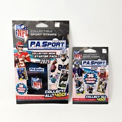 P.A. Sport NFL 2025 Collectible Sport Stamps + Book – 6 Display Box Factory Case