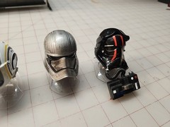 Star Wars Diecast Lot of 6 Black Silver Red Mini Helmets w/ Stands Plastic