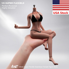 1/6 Female Black Skin Medium Breast Flexible Seamless Body 12”Action Figure