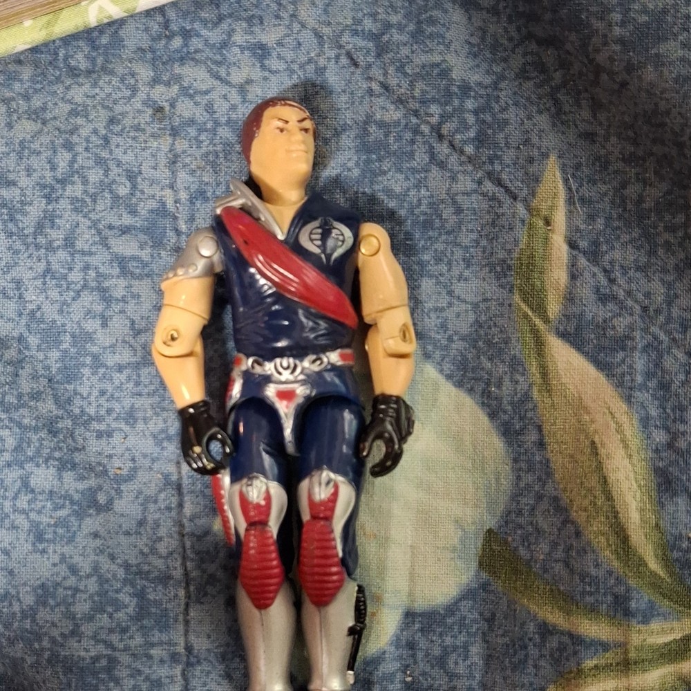 Military Style Action Figure w/ Cobra Logo, Articulated Limbs, Blue Silver Red