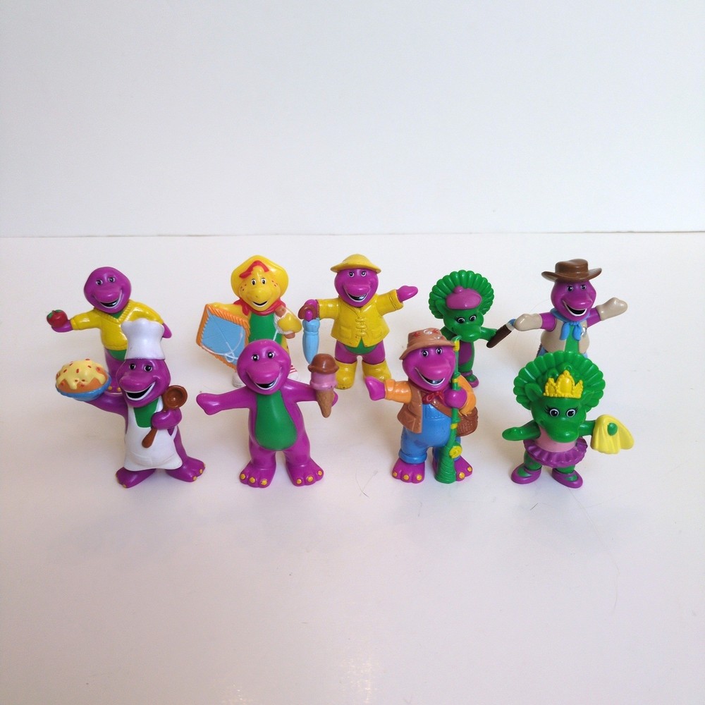 Barney and Friends Figures Lyons Baby Bop BJ Purple PVC 90s Cake Toppers Lot 9pc