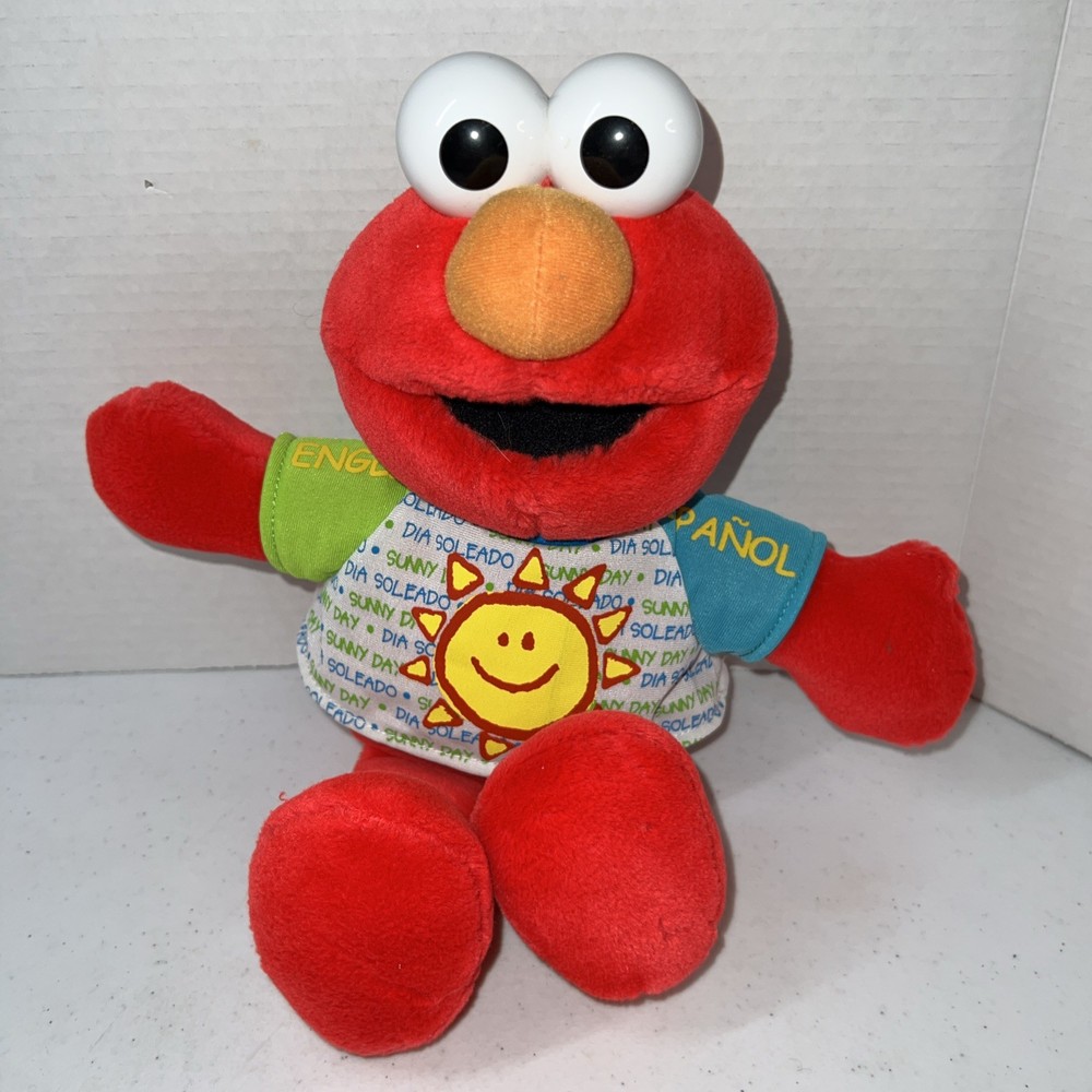 Sesame St ELMO SINGING ENGLISH & SPANISH RED COLOR Plush Stuffed Vtg 2001