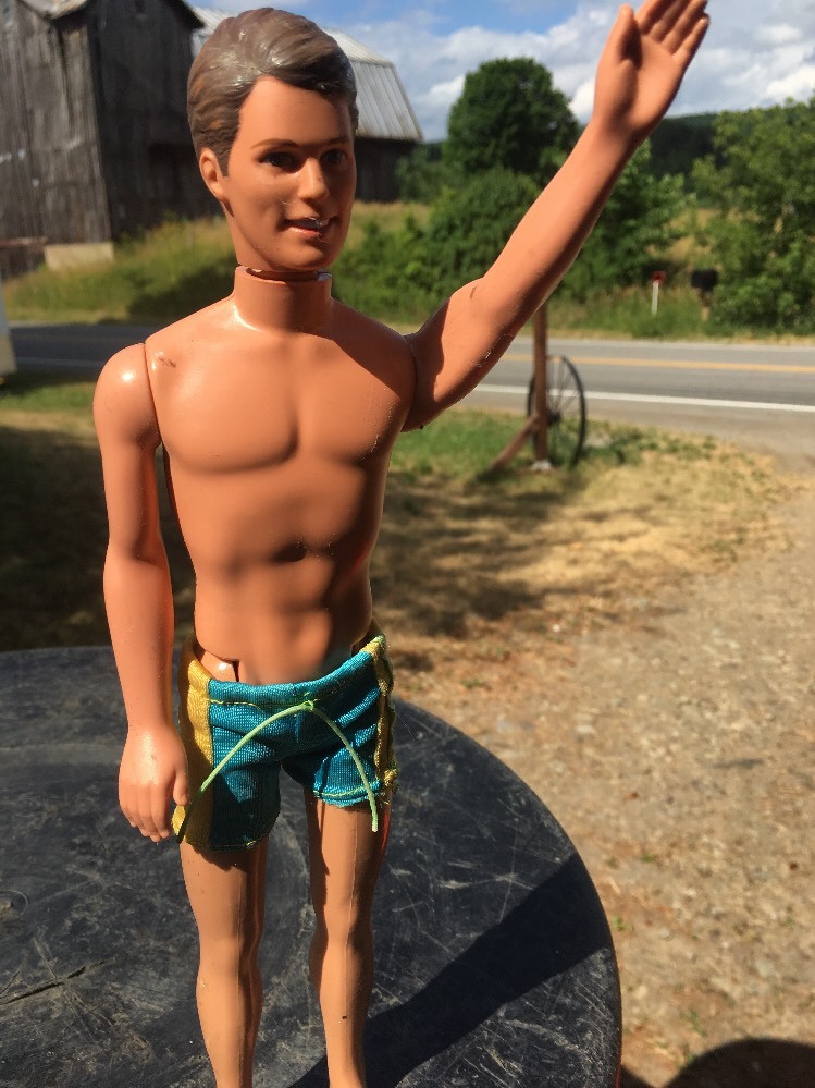 Mattel 1968 Repro Ken Doll Brunette Brown Hair Blue Green Hazel Eyes Indonesia