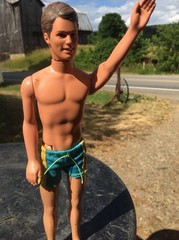 Mattel 1968 Repro Ken Doll Brunette Brown Hair Blue Green Hazel Eyes Indonesia