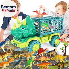 Dinosaur Truck Toys for Kids 3-5, Triceratops Car Toy with 15 Dino Figures,Large