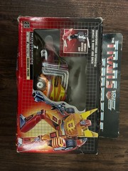 Vintage G1 Rodimus Prime Transformers w/ Box, Trailer & Blaster (1986)