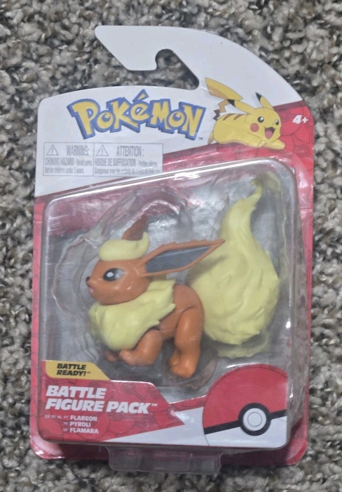 Flareon Pokemon Battle Feature Figure 3’’ Articulated Action 2019 Jazwares New