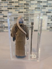 VINTAGE STAR WARS AFA 85 NM+ BIB FORTUNA BEIGE LINING LIGHT STAFF HK