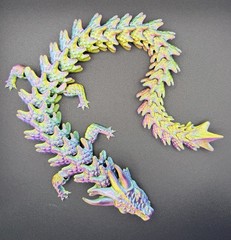 3D Printed Long Articulated Dragon Triple Silk Large 20 Inches 3 Color Shifting