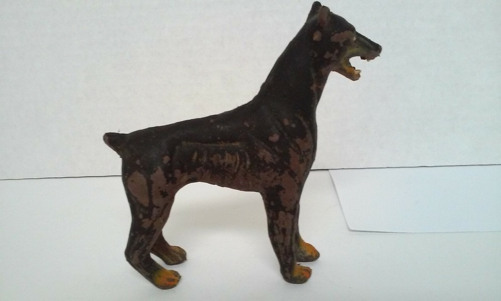 Vintage Doberman Pinscher 4 3/4″ Tall Rubber Dog Figure Hong Kong 1970’s