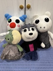4 PIGGY 8” Clowny, Wolf, Piggy and Zombie Pig Plush Lot