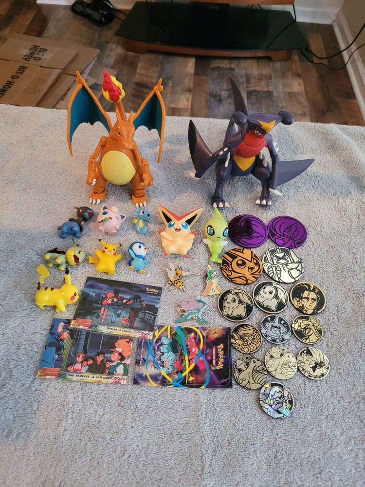 Pokémon Mixed Lot Of Figures, Coins, Pins, Tops Trading Cards