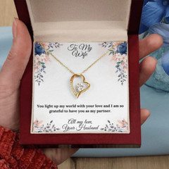 Personalized Valentine Necklace, You Light Up My World Love Heart Necklace, To M