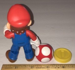 Lot Super Mario Bros. Nintendo 2014 Video Game Figures; Mario, Mushroom, Coin