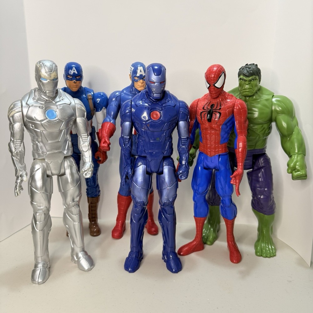 6 Hasbro Mattel Action Figures Superhero 12inch Marvel-DC Comics Iron Man Silver