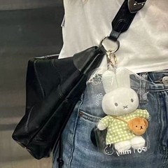 VIPO Miffy Keychain Plush Doll Plaid Bunny Rabbit Cute Bag Charm Pendant Green