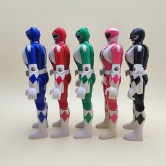 POWER RANGERS MMPR Flip-Heads Lot of 5 RED BLACK BLUE Complete & GREEN PINK Near