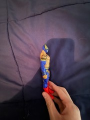 Blue Red Gold Masked Wrestler Action Figure Plastic w/ Red Boots