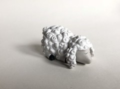Sleeping Baby Lamb Sheep White With Curly Hair PVC Toy Figure