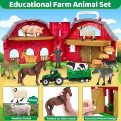 Farm Animals Toys for 1 2 3 4 5 Year old Toddlers Girls Boys, Big Red Barn Farm