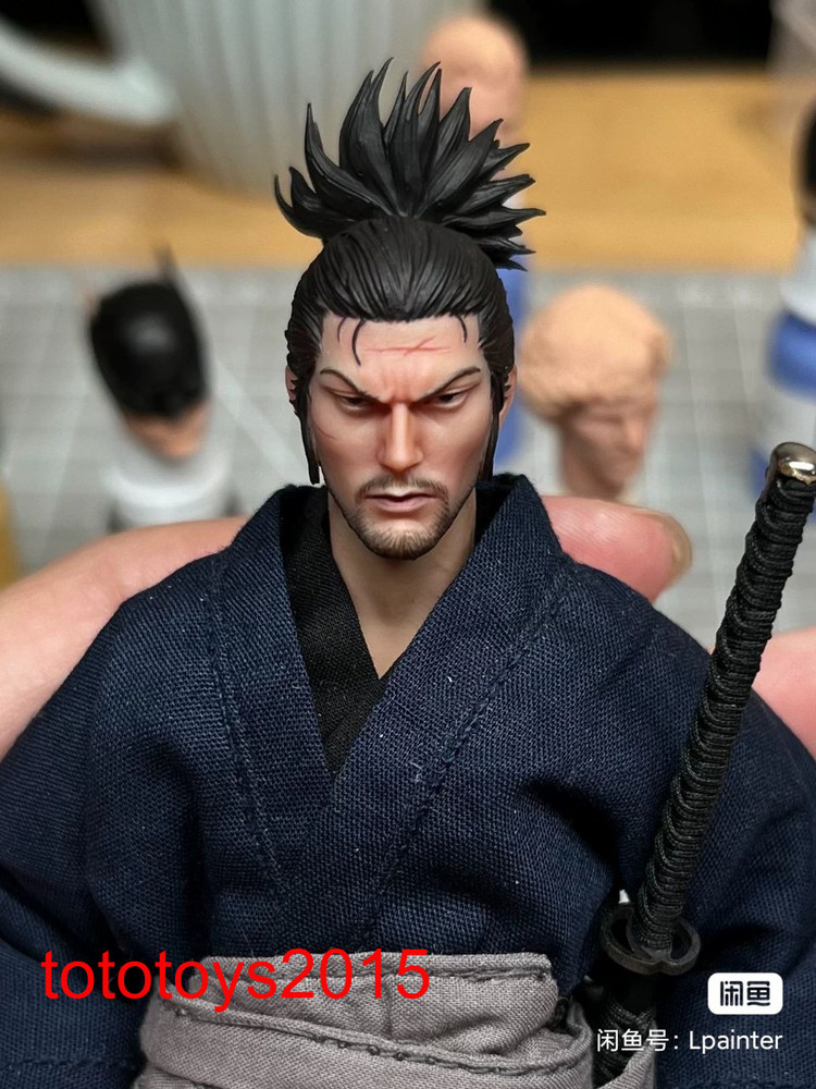 1/12 1/18 1/24 Samurai Miyamoto Musashi Head Sculpt For 6″ 3.75″Action Figure