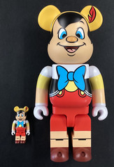 Medicom Toy Disney Pinocchio Bearbrick 100% and 400% Figure Set