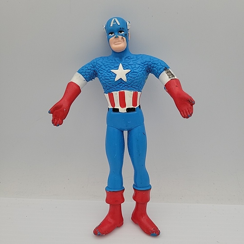 1989 Just Toys CAPTAIN AMERICA Bendable Figure Bendy Bend Figure 6″ tall