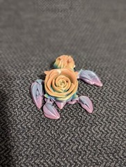 Rose Turtle 3D Printed Articulated Keychain Turtle Eyes Is Hand Painted..