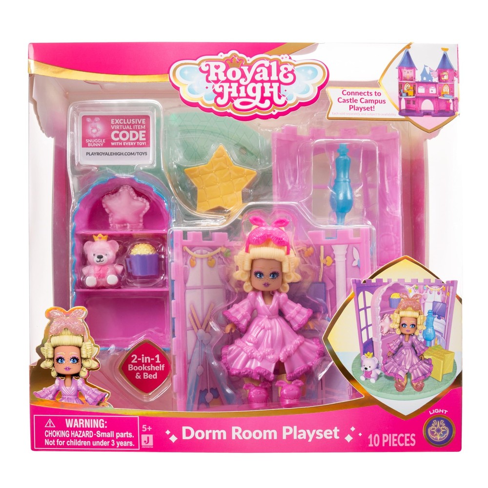 Dorm Room Playset – 1 Doll, 5 Accessories – Fits Inside Castle Playset – Virt…