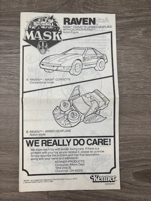 Vintage 1986 Kenner MASK M.A.S.K. Raven Corvette Instructions Blueprints