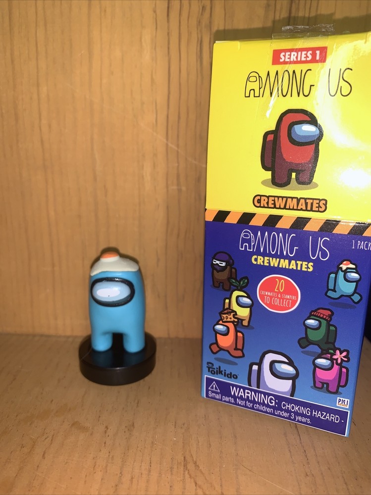Toikido Among Us Crewmates Stampers 2021 Cyan Blue Egg Head NEW 3″ Figure