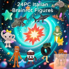 24PCS Italian Brainrot Steal a Brainrot Toys Brain Rot Action Figure 1.8″ Tralal