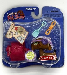 Littlest Pet Shop NIB Pirate Dachshund # 307 Target Exclusive Damaged Box