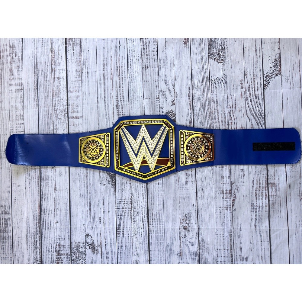 WWE Universal Champion Belt Kids Blue Gold Faux Crystal Replica One Size