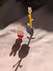 Mercis Miffy Rabbit Mini Figure Set w/ Clothing Outfit & Stand, Multicolor