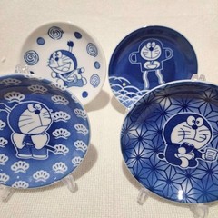 Gosu Old Indigo Dyeing Doraemon Tableware, Set of 4 Small Plates, Full Comp