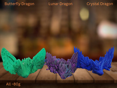 3D Printed Crystal Articulated Dragon | Home Office Desktop Fidget Toys Crystal