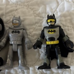Batman Action Figure Lot w/ Vehicle, Plastic, Gray Black Blue Yellow