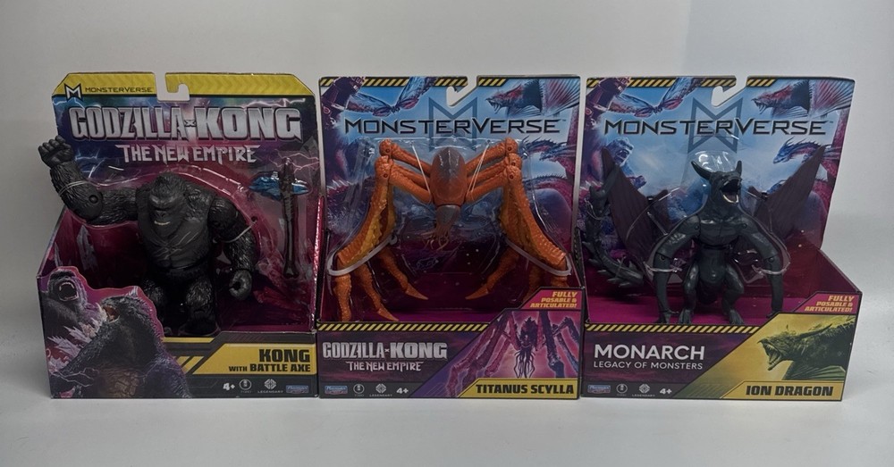Playmates Godzilla x Kong The New Empire Ion Dragon Titanus Scylla & Kong