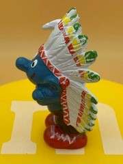 Smurfs 20144 American Indian Chief Smurf Colorful Headdress Vtg Figure Schleich