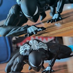 MessToys Black Neighbor Symbiote Spider‑Man Black Suit Action Figure Model