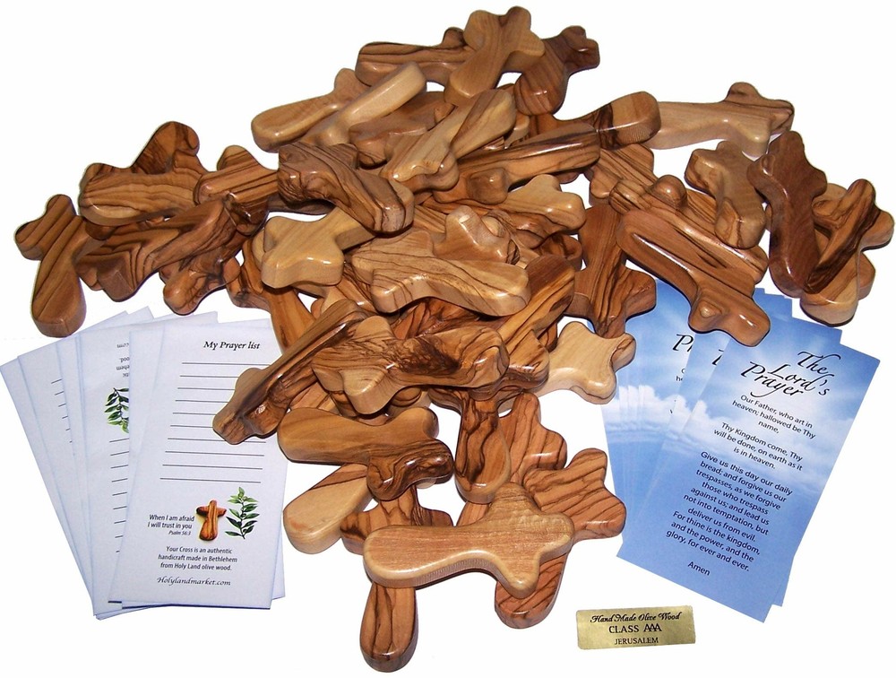50 Small Pocket Holding Comfort Crosses, Hand Crosses (2.5 x 1.35 Inches, 50)