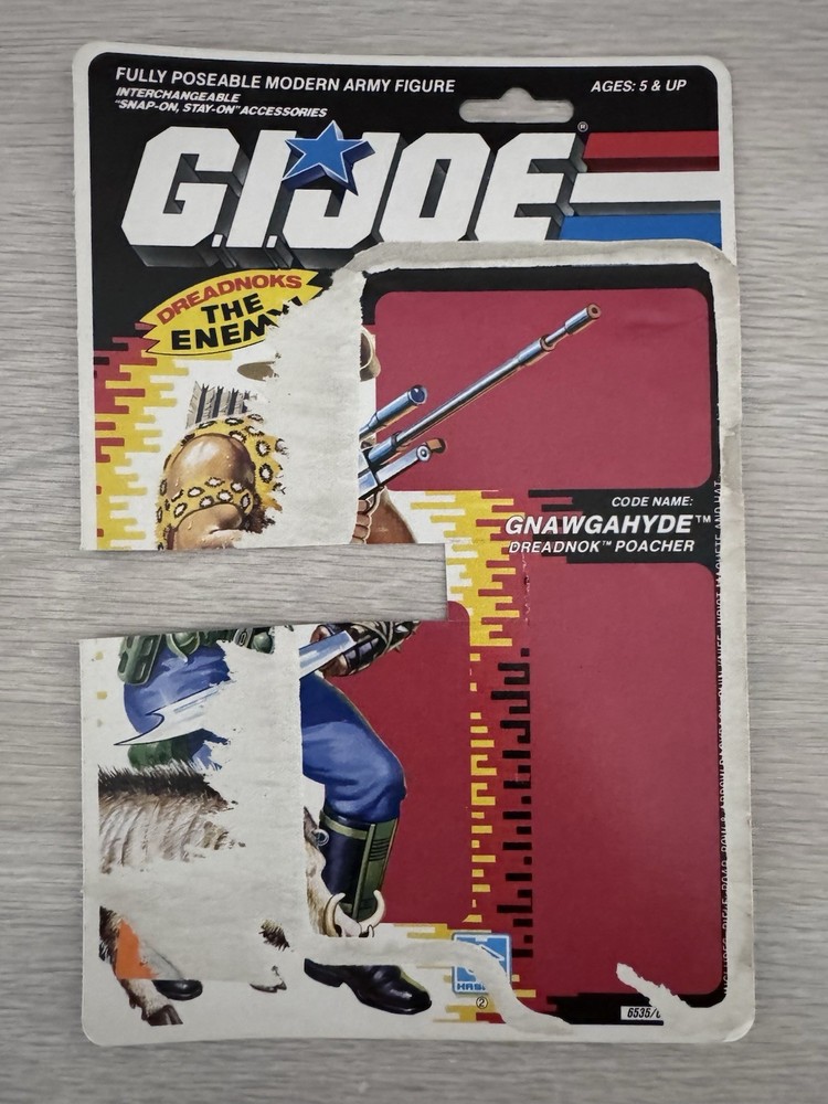 GI Joe Gnawgahyde Dreadnok Poacher Vintage 1989 Cut File Card Back ARAH