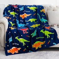 Dinosaur Blanket Glow in The Dark Kids Toy Throw Bed Decor for Boys Girls 50×60