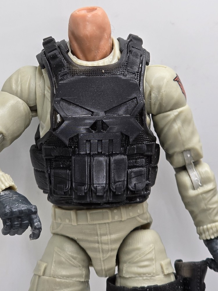 3d Printed PUNISHER V4 FLEXIBLE SKULL VEST 1:12 6″ Classified Legend