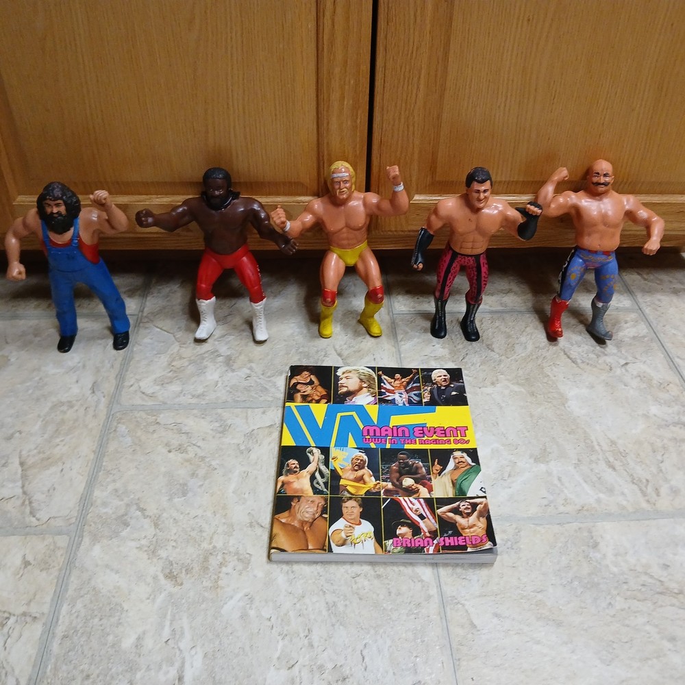 Lot 5 Vintage 1980’s WWF LJN 8″ Wrestling Superstars Figures W/Main Event Book