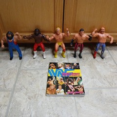 Lot 5 Vintage 1980’s WWF LJN 8″ Wrestling Superstars Figures W/Main Event Book